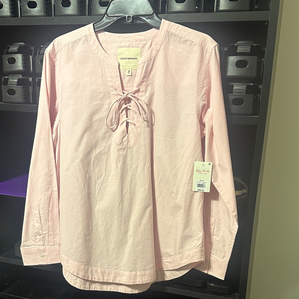 Lucky Brand Light Pink Lace-Up Top